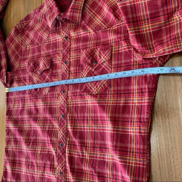 Wrangler 20X Competition Long Sleeve Western Snap Shirt Size L Red Plaid - Picture 8 of 11